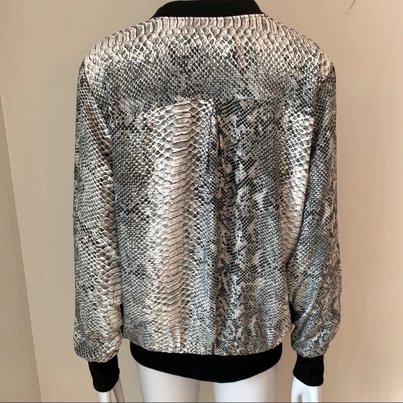GOLD HAWK Silk Python Snake Print Bomber Jacket Zip Front Size S - Picture 11 of 14